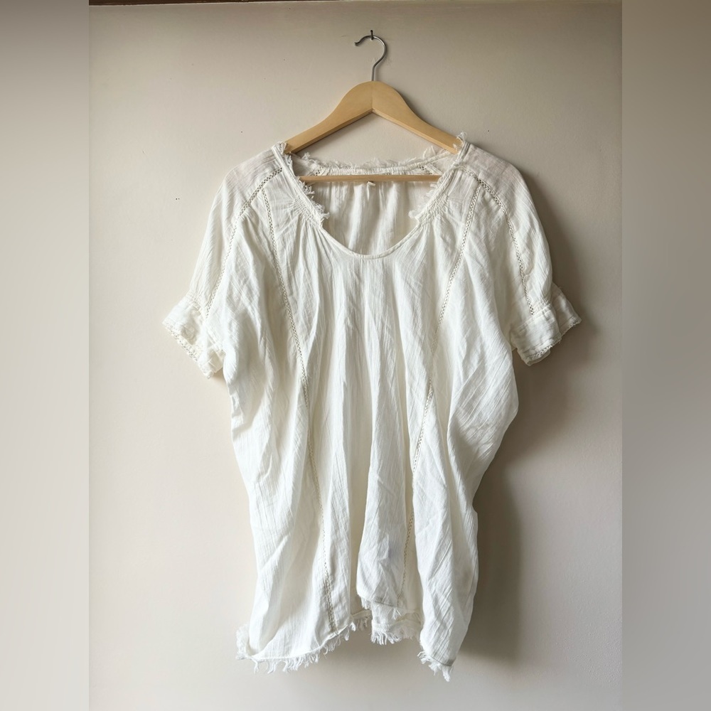 ARITZIA AZURE SKIES |Boho short sleeve with fringe | xxs